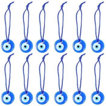 12 Uds Adorno de Vidrio Mal de Ojo Azul Hecho a Mano para Oficina y Casa