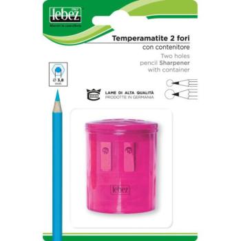 Temperamatite a 2 fori Lebez Trasparente con serbatoio in Blister