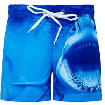 Fanient Kids 3D-Bedruckte Spaßbadehosen Schnell Trocknen Strandmode Sportlauf Badekunst Kurze Hose (A-Shark, 4–5 Jahre)
