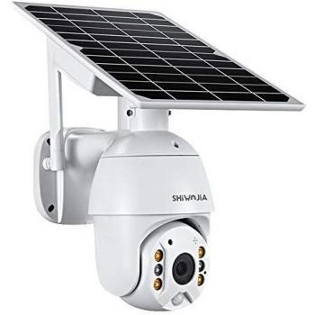 Cameretta di Sicurezza SHIWOJIA PTZ IP 2‑Way Audio, Batteria Solare, Allarme Sirena, Visone Notturna HD