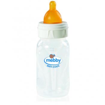 Biberon Mebby 92613 Step 1+2 – Anti‑Colica, Tettarella in Caucciù, 300 ml