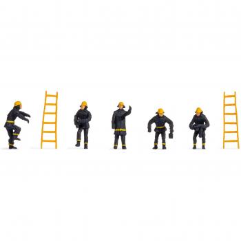 Ensemble de pompiers et échelles H0