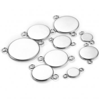 Kit de Bases de Cabujones Inoxidable 6-25 mm + Bandeja y Biseles (20 unidades)