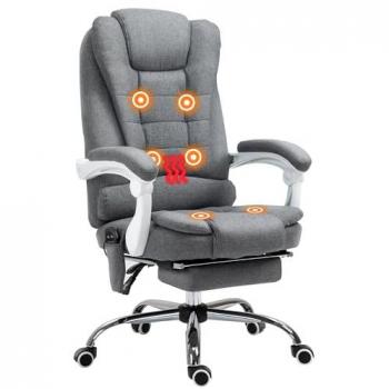 Silla de escritorio Vinsetto con 6 puntos de masaje y reposapiés gris 65x70x111-119 cm