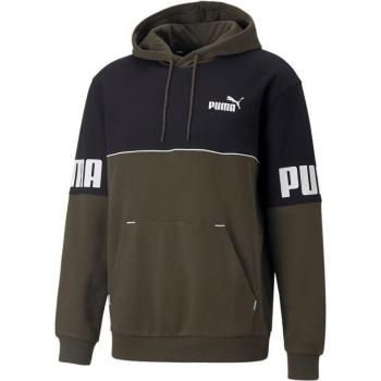 Puma Sudadera Power Colorblock Hoodie Hombre Verde y Negro