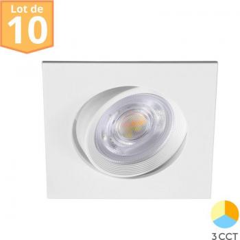 10 Spot Led Quadrati Incassati 3in1 Bianco 7W