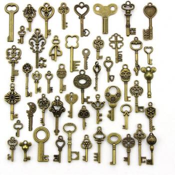 Vintage Metal Key Charms Set