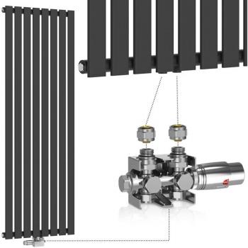 Aquamarin TRV Radiateur Vertical 1600x604x52 mm – 8 colonnes, chauffage central, salle de bain, sèche-serviettes