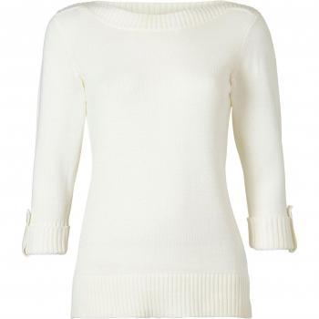 Pull femme blanc cassé à manches 3/4