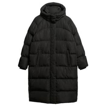 Giacca lunga da donna Superdry con cappuccio nera, taglia 42