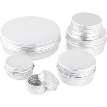 10pcs Silver Aluminum Cream Storage Jars