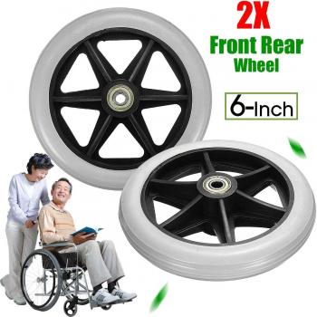 2 Pcs Gray 6 Inch Alloy ABS Wheelchair Front Caster Wheels