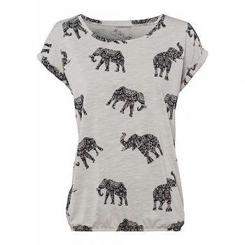 LASCANA Kurzarmshirt, mit Elefanten-Motiv beige-gemustert