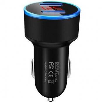 LED Display 3.1A Dual USB Car Charger Fast Charge Adapter for iPhone 12, 11 Pro, Samsung, Xiaomi, Huawei, LG