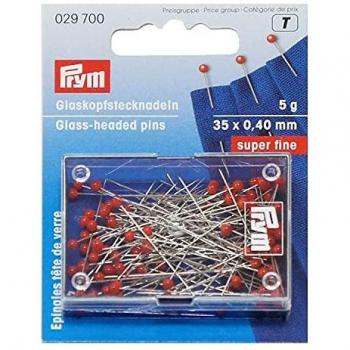 Prym Glass Headed Pins 35 x 0.40 mm, Red