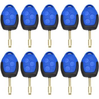Kit de 10 Botones Carcasa Remota Ford FO21 Azul/Negro