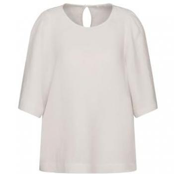 Kurzarm Leinen Shirtbluse Schwarze Rose Gr. 42, Weiß