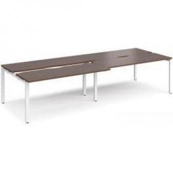 Four‑Person Rectangular Sliding Top Desk – 3200 × 1200 mm, Walnut & White