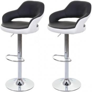 MCW Barstuhl F16 2er‑Set – verstellbar, runde Basis, schwarze Fußstütze