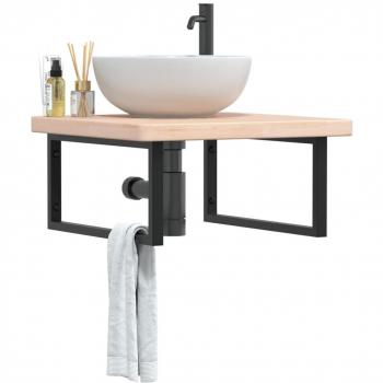 Estante de lavabo de pared de acero y madera maciza de roble Día y Noche