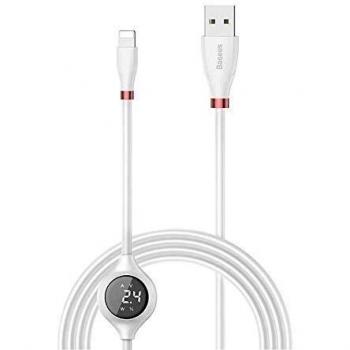 Cable USB Lightning Baseus con Pantalla Digital 1m Big Eye 2A, Blanco