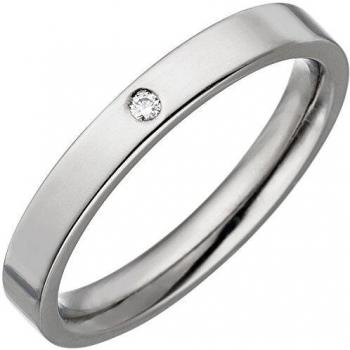 Juwelierter Titanpartner – Schmaler Ring, 1 Brillant, Gr. 52