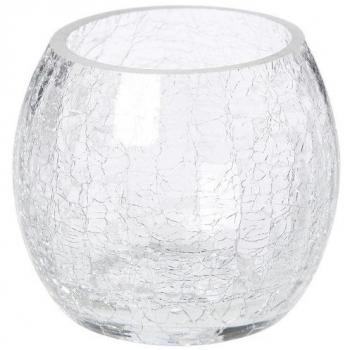 Photophore en Verre Transparent H7 cm Rond Craquelé