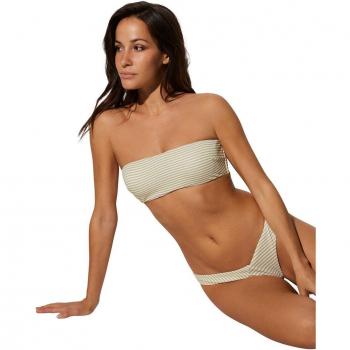 Bikini bandeau y braga brasileña Ysabel Mora con estampado de rayas verdes 90B
