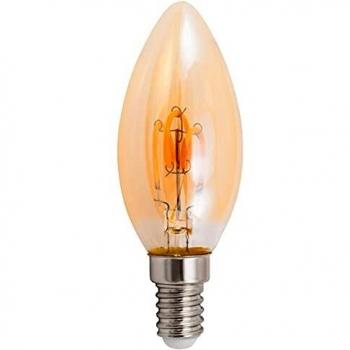 Retro E14 LED Kerzenlampe, 1W, 90 lm, warmweiß, 2200K, mit goldenem Glas