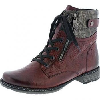 Schnürstiefelette Damen Remonte D4379 – flache 3 cm Keilabsatz, Medoc‑Farbe
