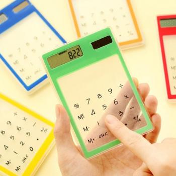 Calculadora Táctil LCD Mini Solar Transparente