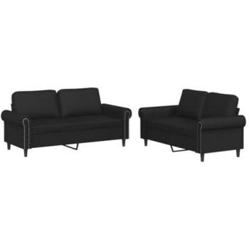 VidaXL Black Faux Leather 2-Piece Sofa Set