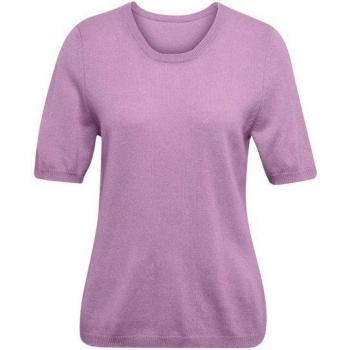 GOLDNER Kurzarmpullover mit Kaschmir-Rundhals, flieder, Größe 46