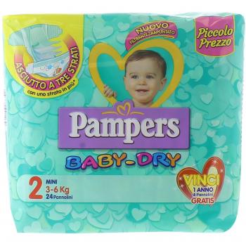 PAMPERS BABY DRY 3-6 KG MINI TG 2 PZ 24