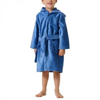 Schiesser Bademantel “Palmen Air” – Velours, Aqua, Größe 98, Herren