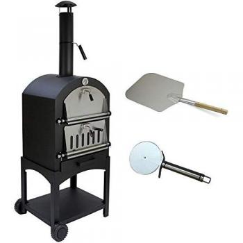 Forno per pizza con pietra refrattaria e carbone 157x50x64cm
