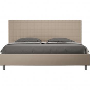 Cama de Lujoso Somier Perforado 200x210 con Acabado Símil Piel Tórtola