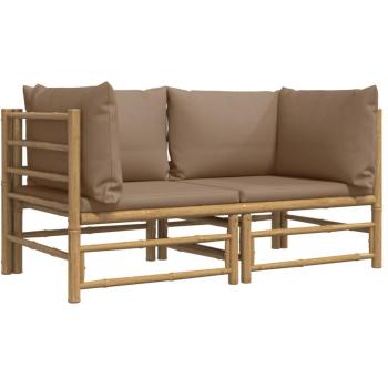 Sofá Esquinero de Jardín con Cojines 2 Piezas Taupe