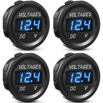 Voltmètre numérique étanche 12V, 4 pièces, affichage LED