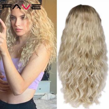 FiberHeat FAVE – Perruque cosplay crépue, châtain clair ombré