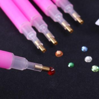 Pluma punteadora rosa con doble punta para diamantes de imitación
