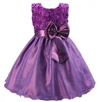 Vestido de fiesta Katara para Niña, con flores y arco, color Púrpura, talla 128/134
