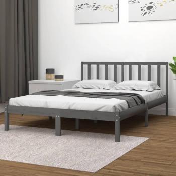 200x200 cm Grey Solid Wood Pine Bed Frame by vidaXL (No Mattress)