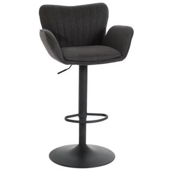 Tabouret de Bar MENDLER HWC‑M67 – Design Tissu Textile, Pied Noir