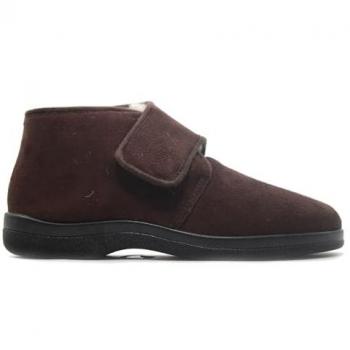 Zapatilla de Casa Doctor Cutillas 21276 para Hombre, Botín con Velcro y Forro de Pelo, Color Marrón (Talla 45)