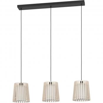 EGLO Fattoria Dreiflammige Pendelleuchte, Holz