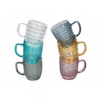 Juego de 6 Copas de Café Vidrio Geométrico 90ml