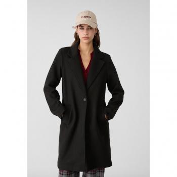 Stradivarius Chic Midi-Mantel mit Knopf Schwarz S