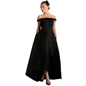 Black Bardot Flared Maxi with Hi-Low Hem – Women’s 8