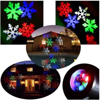 Projecteur LED Effet Neige Coloré pour Noël